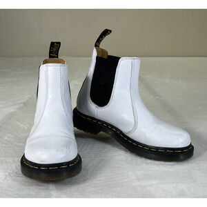 Dr. Doc Martens Quad Chelsea Boots Womens 6 Air Wair White Leather 2976 Charity